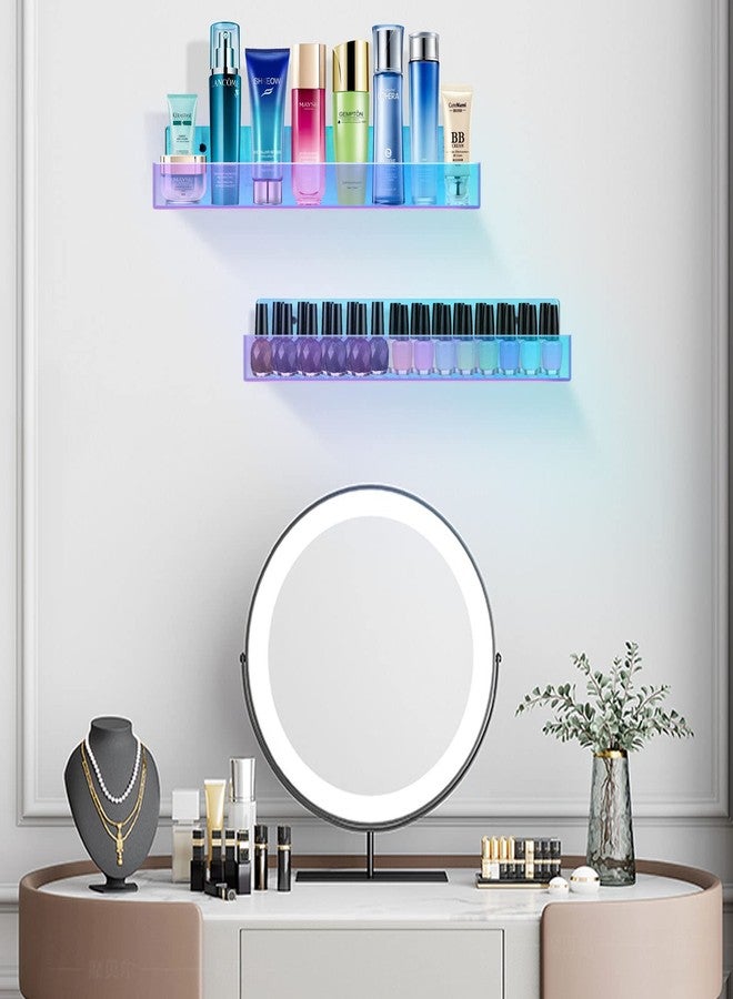 TLBTEK 2 Pcs 15 inch Iridescent Rainbow Floating Shelves,Colorful Acrylic Irridescent Floating Shelves Wall Mounted Storage for Bathroom, Bedroom, Living Room, Kitchen (Without Edge) - Image 4